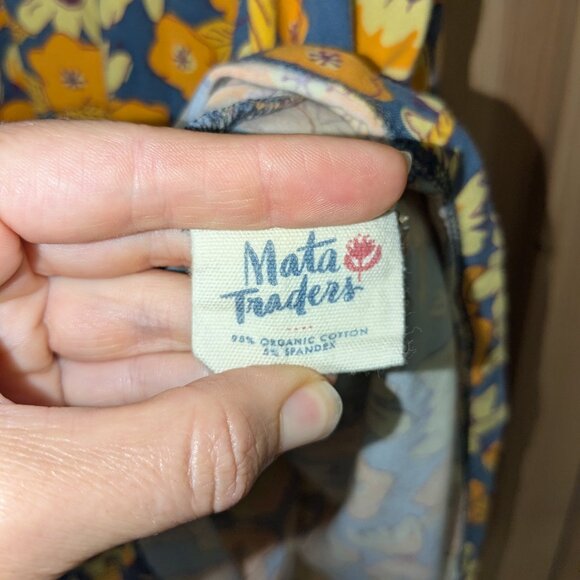 Mata Traders Floral Stretch Dress Womens Small Yellow Blue Orange Organic Cotton - Picture 7 of 10